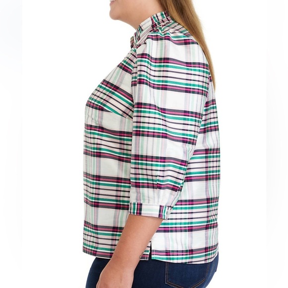 Crown & Ivy • 3/4 Sleeve Ruffle Split Neck Top - Picture 2 of 13